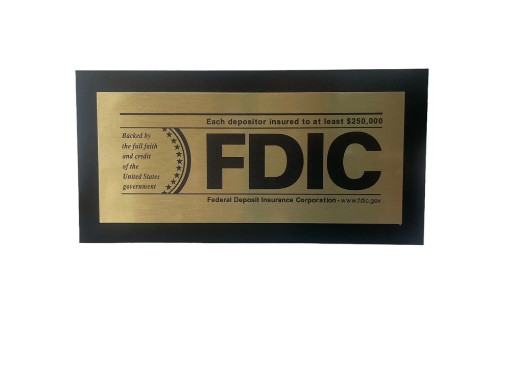 Premium FDIC Sign on Durable Back Plate