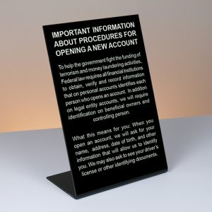 6×9 Bent Acrylic Countertop Sign – Patriot Act