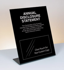 Annual Disclosure Statement – Comptroller of Currency – Bent Black Acrylic