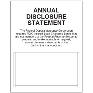 Annual Disclosure Statement-FDIC Banks (Non Federal Reserve) – White Acrylic