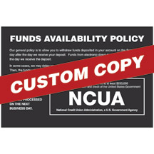 Funds Availability (Custom Copy) Wall sign with NCUA logo