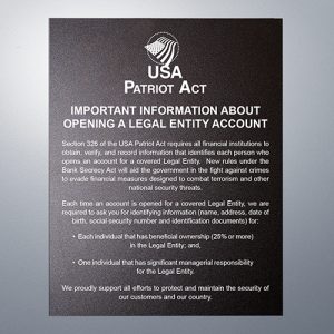 Patriot Act – Beneficial Owners – 11×14 Magnetic