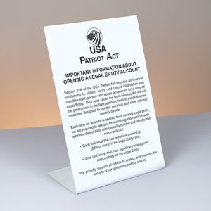 6×9 Bent Sign – Patriot Act – Beneficial Owner