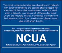 Shared Branch Network Wall Sign with NCUA Label