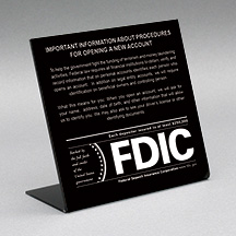 Countertop Acrylic Sign – Patriot Act with FDIC
