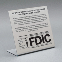 Countertop Acrylic Sign – Patriot Act with FDIC