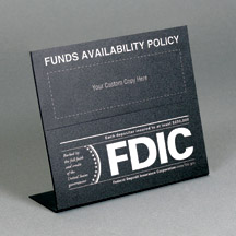 Custom Magnetic Countertop Funds Available Sign with FDIC logo