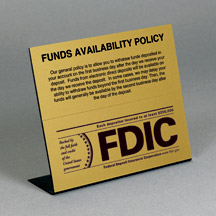Custom Magnetic Countertop Funds Available Sign with FDIC logo