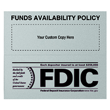 Custom Magnetic Wall Funds Availability Sign with FDIC