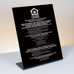 Equal Housing Lender – FDIC Banks – Bent Black Acrylic