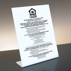 Equal Housing Lender – FDIC Banks – Bent White Acrylic