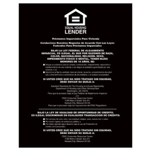 Equal Housing Lender – FDIC Banks (Spanish) – Black Acrylic