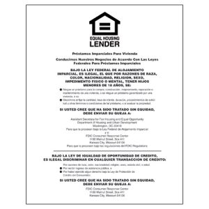 Equal Housing Lender – FDIC Banks (Spanish) – Digital Print