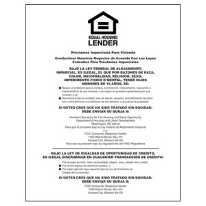Equal Housing Lender – FDIC Banks (Spanish) – White Acrylic