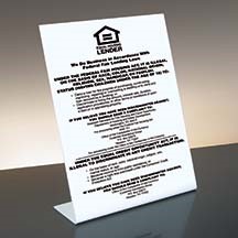 Equal Housing Lender – Bent White Acrylic – National Banks