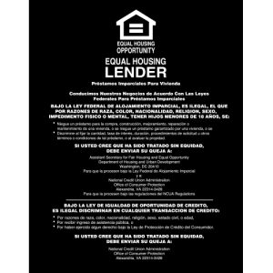 Equal Housing Lender – Credit Unions (Spanish) – Black Acrylic