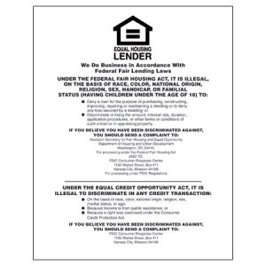 Equal Housing Lender – FDIC Banks – White Acrylic