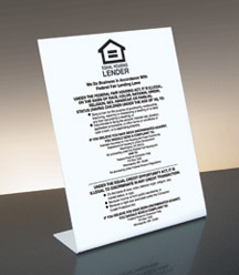 Equal Housing Lender – Federal Reserve – Bent White Acrylic