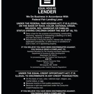 Equal Housing Lender – Federal Reserve – Black Acrylic
