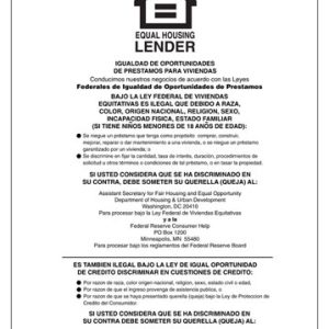 Equal Housing Lender – Federal Reserve (Spanish) – White Acrylic