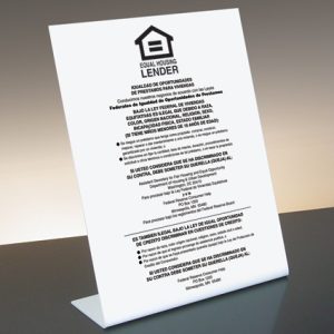 Equal Housing Lender – Federal Reserve (Spanish) – Bent White Acrylic