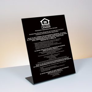 Equal Housing Lender – Bent Black Acrylic – National Banks