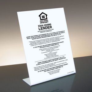 Equal Housing Lender – Credit Unions – Bent White Acrylic