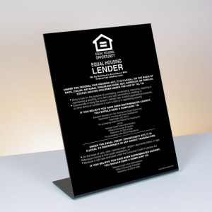 Equal Housing Lender – Credit Unions – Black Acrylic Bent