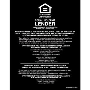 Equal Housing Lender – Credit Unions – Black Acrylic