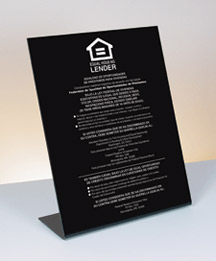 Equal Housing Lender – Federal Reserve (Spanish) – Bent Black Acrylic
