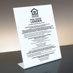 Equal Housing Lender – Credit Unions (Spanish) – Bent White Acrylic
