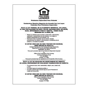 Equal Housing Lender – Spanish – National Banks