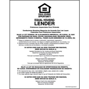 Equal Housing Lender – Credit Unions (Spanish) – White Acrylic