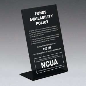 Funds Availability Sign with NCUA and Transaction Notice – Counter