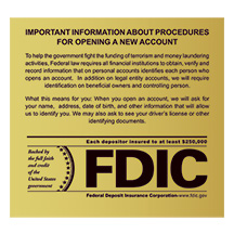 Wall Acrylic Sign – Patriot Act with FDIC