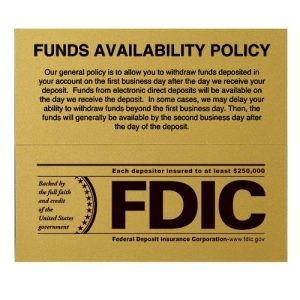 Wall Magnetic Funds Availability Sign with FDIC