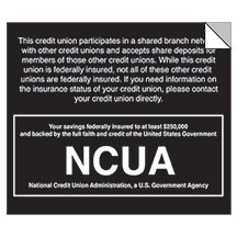 1-Sided NCUA Laminated Decal -Shared Branch Network – 7×6