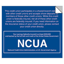 1-Sided NCUA Laminated Decal -Shared Branch Network – 7×6