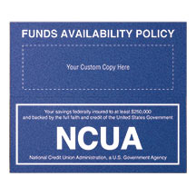 Magnetic NCUA Sign with CUSTOM Funds Availability