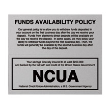 Magnetic Wall Funds Availability Sign with NCUA