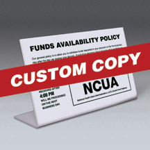 Funds Availability (Custom Copy) Counter sign with NCUA logo