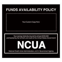 7w x 6-1/2h Wall Sign, Funds Available (Custom Copy) w/NCUA logo