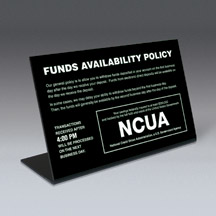 Funds Availability (Custom Copy) Counter sign with NCUA logo