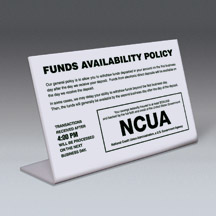 Funds Available Sign w/NCUA and Transaction Notice – 9w x 6h