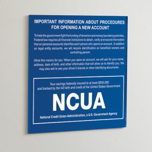 Wall Acrylic Sign – Patriot Act with NCUA
