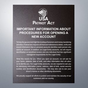 Patriot Act – Personal-Bus Accounts – 11×14 Magnetic