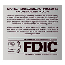 Wall Acrylic Sign – Patriot Act with FDIC