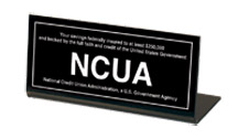 NCUA Slant-Back Acrylic Counter Sign – 7×3
