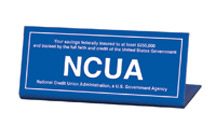 NCUA Slant-Back Acrylic Counter Sign – 7×3
