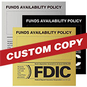 7w x 6-1/2h Wall Sign, Funds Available (Custom Copy) w/FDIC logo